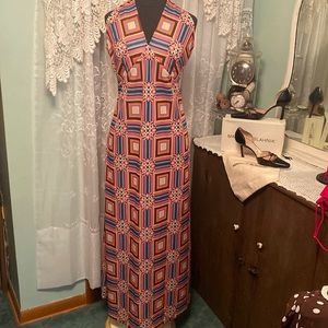 Vintage Antique MCM Halter Maxi Dress Handmade Sz 12